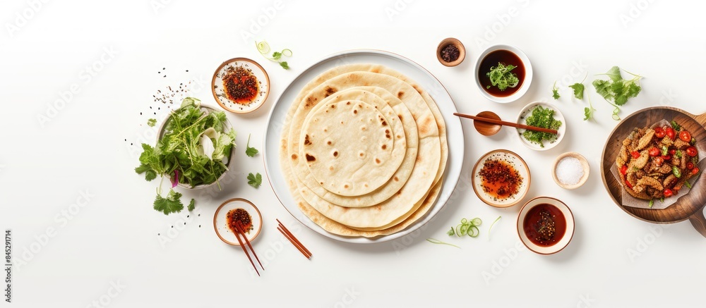 Aufkleber from an aerial perspective there is a copy space image of traditional chinese tortillas filled with 