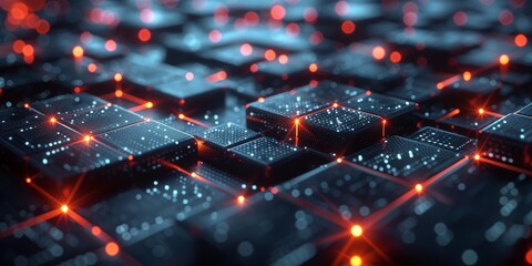 glowing white isometric grid on black background