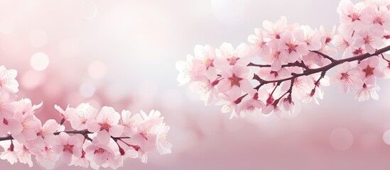 Obraz premium Spring brings a stunning abstract nature background adorned with pink cherry blossoms sakura Perfect for Easter and Spring cards with room for additional text