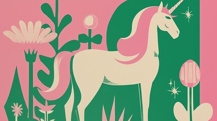 Simple style hand drawing illustration of a unicorn