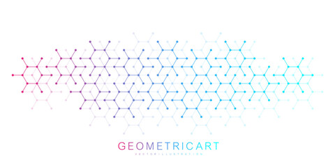 Modern health care abstract background with lines, dots and hexagons. Medical innovation banner template concept. Vector illustration.