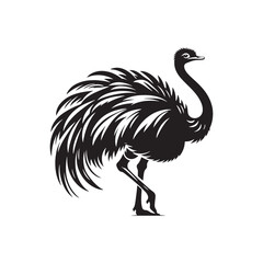 Fototapeta premium Ostrich Silhouette: Vector Graphics Depicting the Speed and Power of These Flightless Birds- Ostrich Vector - Ostrich Illustration.
