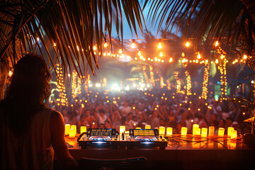 Obraz premium crowd of people dancing at concert 