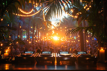 Obraz premium crowd of people dancing at concert 