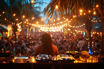 Obraz premium crowd of people dancing at concert 