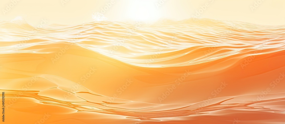 Poster summer vibes with water waves rippling on a light orange backdrop under the warm rays of the sun the