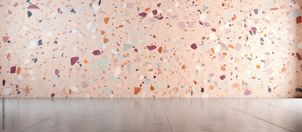 Poster A beautifully textured polished stone wall either terrazzo flooring or aged marble serves as a stunning background for adding text with ample copy space