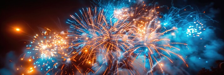 Fototapeta premium Colorful Fireworks Display in Night Sky