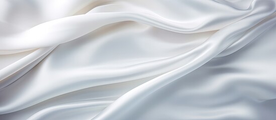 Fototapeta premium Smooth and soft white satin fabric creates an elegant and stylish backdrop The silky texture of the cloth adds to the beauty of this empty copy space image