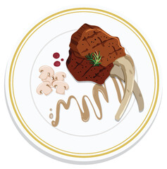 Elegant lamb chop with mushrooms and sauce