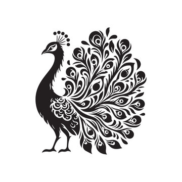 recommend clip art: Bold Peacock Silhouette: Vector Art Celebrating the Beauty and Grandeur of Nature's Treasures - Peacock Illustration - Peacock Vector.