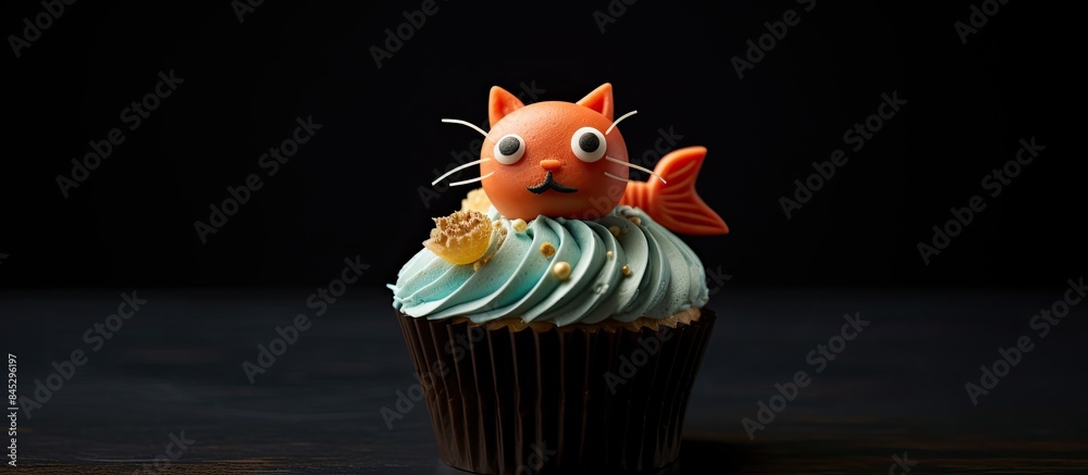 Aufkleber decorated with mastic and marzipan this cupcake features adorable animal shapes like a cat fish and 