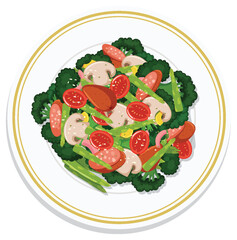 Colorful salad with fresh vegetables on plate