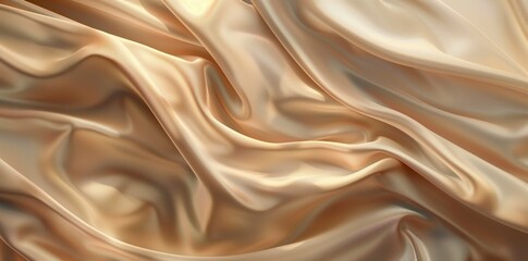 Obraz premium Close-up of cream silk fabric with flowing, smooth texture and soft folds.