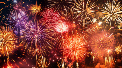 Fototapeta premium A Fireworks Show in Full Bloom