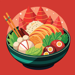 Delicious Japanese Food  A Variety of Sushi Sashimi Ramen Mixed Japanese Food Plate