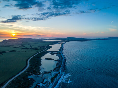 Aerial View of Spaggia Le Saline, Stintino, Province of Sassari, Sardegna