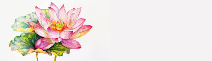Colorful Lotus Flower with Bud Illustration. Healing and Renewal