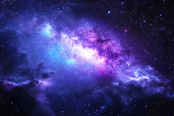 Fototapeta premium Deep space with nebulae, star galaxies. Astronomical universe colored landscape. AI generated.