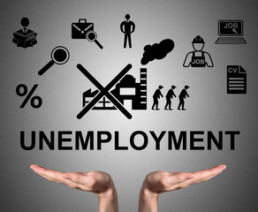 Unemployment concept sustained by open hands