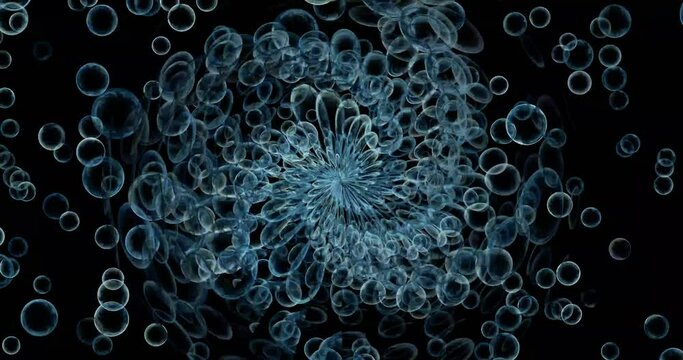 Animazione di bolle d'aria con movimento e rotazione a spirale