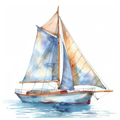 watercolor of a sailboat clipart isolated on white background. concept for important components of the design © saritwat