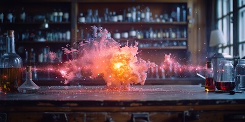 The magic of chemistry depicted with abstract explosion in science education classroom