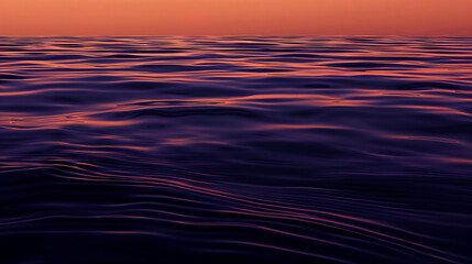 Obraz premium Ocean sunrise, sea sunset soft blurred background, dark blue water waves splash, ripple texture, colorful red pink purple yellow clouds sky, sun reflection, evening, night. Generative AI