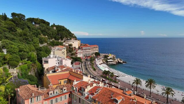 Nice city, France aerial view. The Cote d'Azur in the southern part of France. Belland Tower