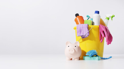 Assorted affordable cleaning supplies and detergents