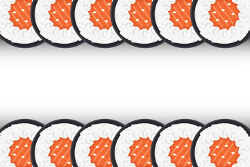 Sushi roll border. Japan food frame sushi banner