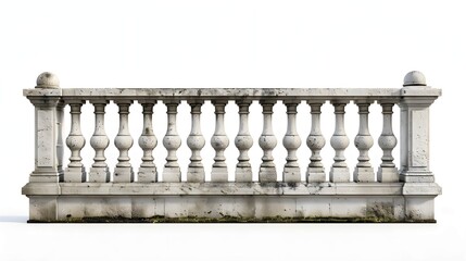 A stone railing set against a white background