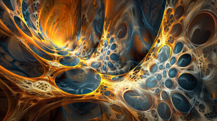 Complex fractal design with flowing lines and vibrant colors.
