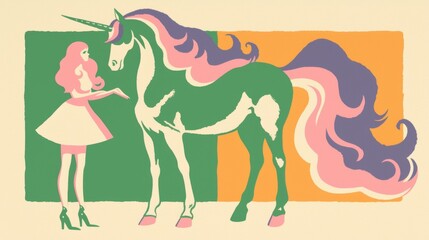 Simple style hand drawing illustration of a unicorn