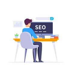 SEO Optimization, web analytics and seo marketing social media concept