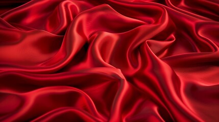 Fototapeta premium Silky Red Fabric Texture Background