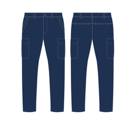 Cargo Broek Pant Vector technical sketch of mens cargo pants mock-up