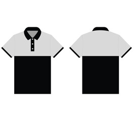 Black and silver polo shirt design vector template. Men's white vector polo shirt template. Vector mockup