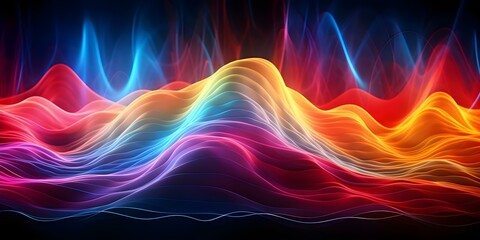 Vibrant Abstract Wave Design with Digital Frequency Track Equalizer in Line Art. Concept Digital Art, Abstract Design, Wave Pattern, Frequency Track, Line Art