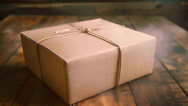 Simple Cardboard Package Tied with Twine with Ai generated.
