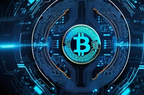 Crypto currency Gold Bitcoin, BTC, Bit Coins. Block chain technology, bitcoin mining concept. Crypto, new money, wealth, close-up, expensive gift, new era, financial system crash, wealth, investment