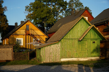 Obraz premium Traditional colorful wooden Karaim houses - Trakai, Lithuania