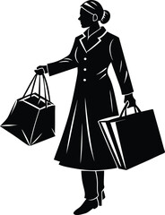 silhouette of a person with shopping bags