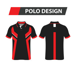 T-shirt Polo red and black template for design on white background. Vector illustration eps 10
