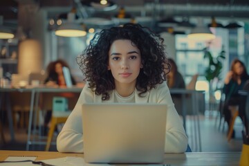 college student using laptop in library