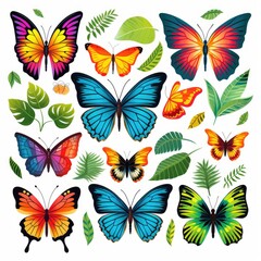 Stunning Vector Art Jungle Butterflies on White Background