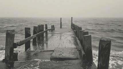 Obraz premium Jetty in the rain at back bay