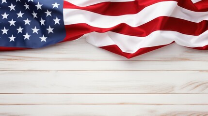 Obraz premium Labor Day. American flag on white wooden table. background with text space.