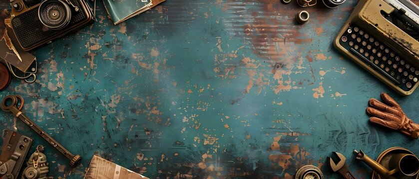 Vintage Distressed Doodle Border Design with Blank Space for Father s Day Background