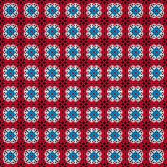 Pattern with crochet granny square wallpaper handmade decorative art design print 